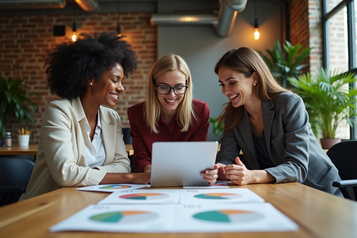 Groupe de marketeurs collaborant autour d