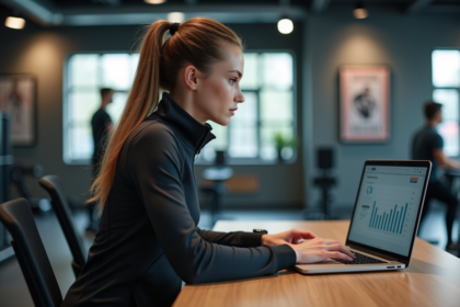 Femme en tenue de sport au bureau de gym