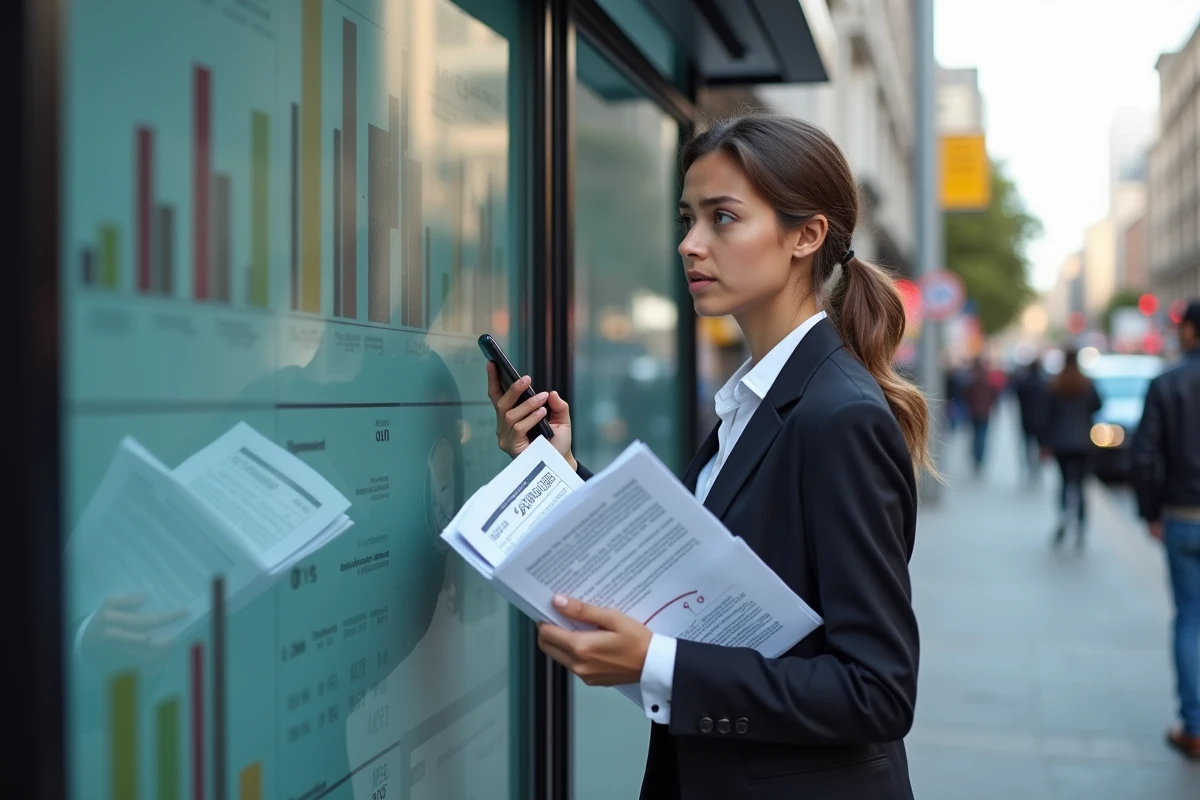 Femme déçue tenant son smartphone près d