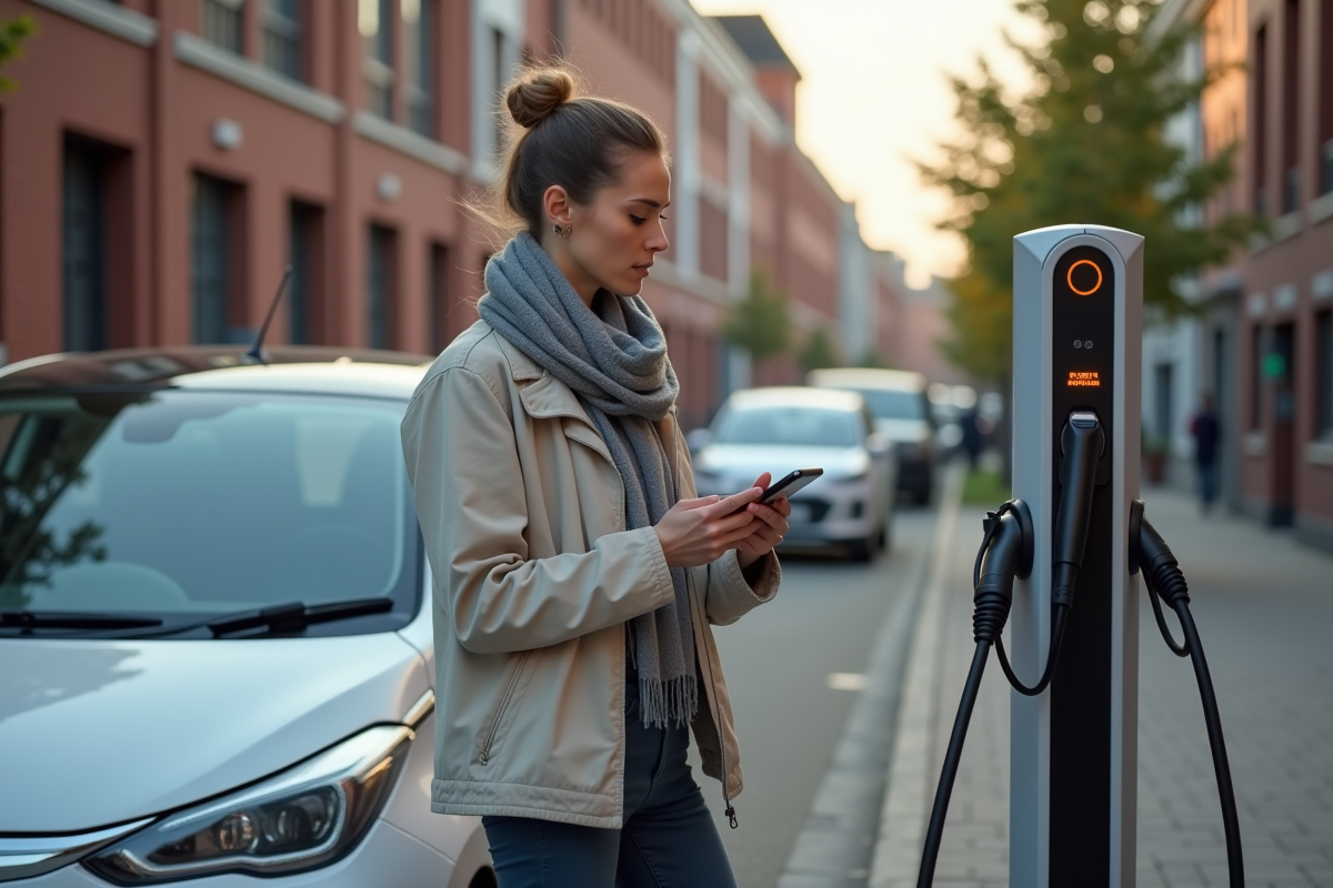 Femme avec smartphone près d