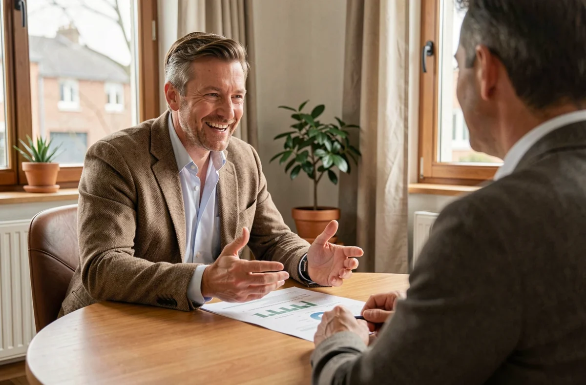 Expert-comptable de LP Conseil expliquant un plan financier à un entrepreneur près de Rennes