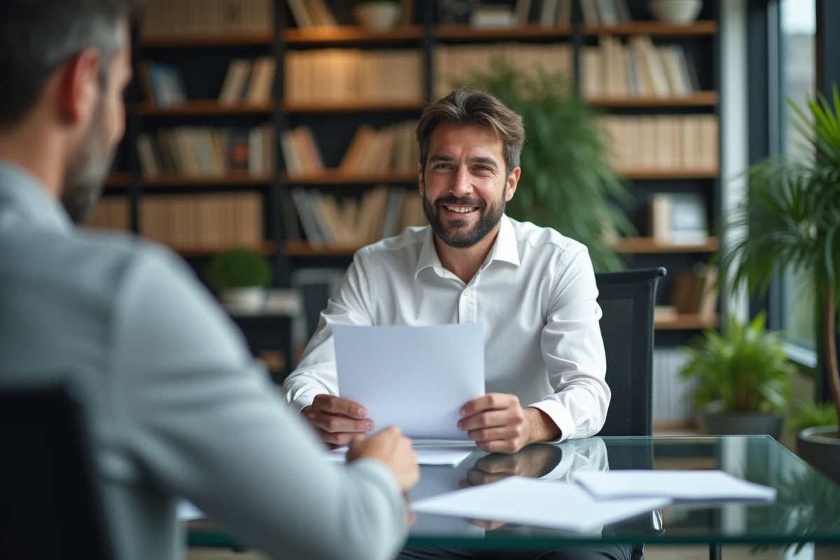 Recruteur examinant le CV d'un candidat issu d'un cabinet d'audit Big 4 lors d'un entretien d'embauche en entreprise